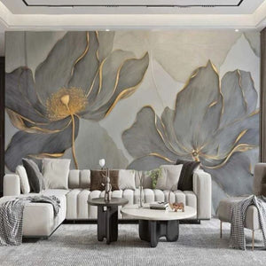 3D Wallpaper Modern Chinese Golden Lotus SKU# WAL0473
