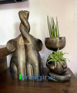 Couple Elephant Stonecast Figurine for Souvenirs