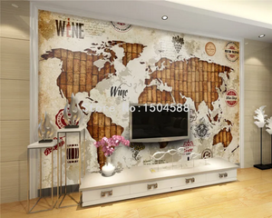 3D Wallpaper Bamboo World Map SKU# WAL0482