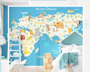 3D Wallpaper Kids Wall World Map  SKU# WAL0483