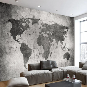3D Wallpaper Rustic World Map SKU# WAL0485