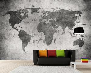 3D Wallpaper Rustic World Map SKU# WAL0485