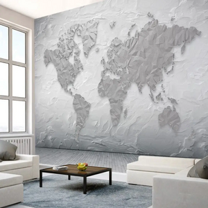 3D Wallpaper Rusitc Stone World Map SKU# WAL0486