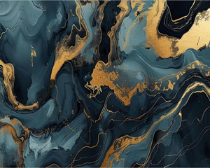 3D Wallpaper Occean Aqua Gold II Marble SKU# WAL0499