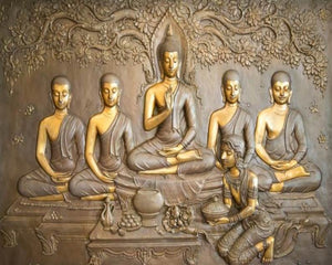 3D Wallpaper Buddha & Disciples for Wall Accent