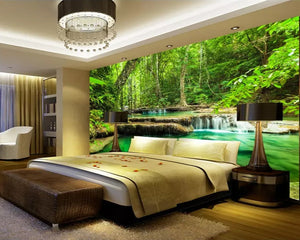 3D Wallpaper Forest Waterfall for Bedroom Wall Covering