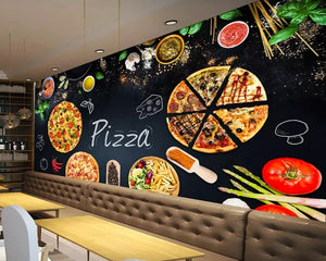 3D Wallpaper Pizza Shop Restaurant SKU#WAL0154