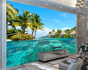 3D Wallpaper Maldives Sea View for Wall Covering