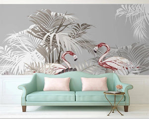 3D Wallpaper Flamingo Plant for Living Room Wallpaper