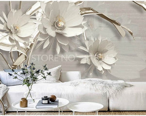 3D Wallpaper Embossed Flowers for Wall Treatment