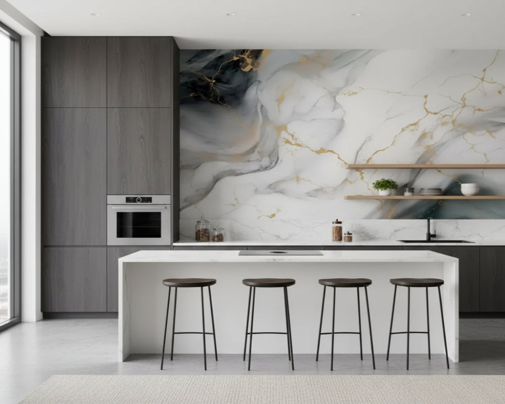 3D Wallpaper Crystal Vein Marble 