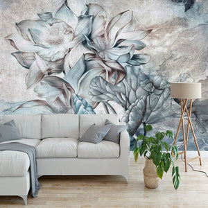 3D Wallpaper Lotus Floral Décor for Wall Covering
