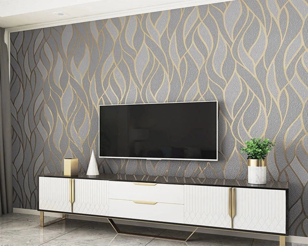 3D Geometric Wave Pattern Wallpaper SKU# WAL0471