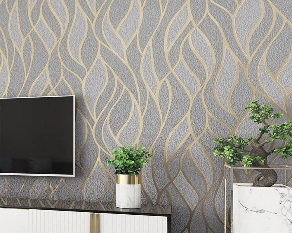 3D Geometric Wave Pattern Wallpaper SKU# WAL0471