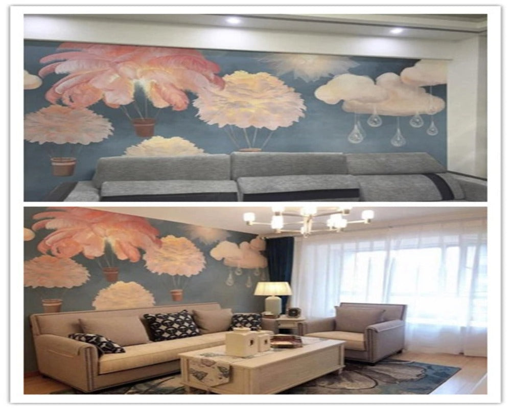 3D Wallpaper Nordic Blue for Kids Room 