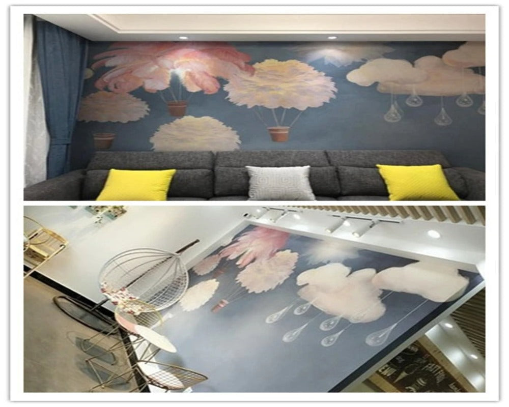 3D Wallpaper Nordic Blue for Kids Room 