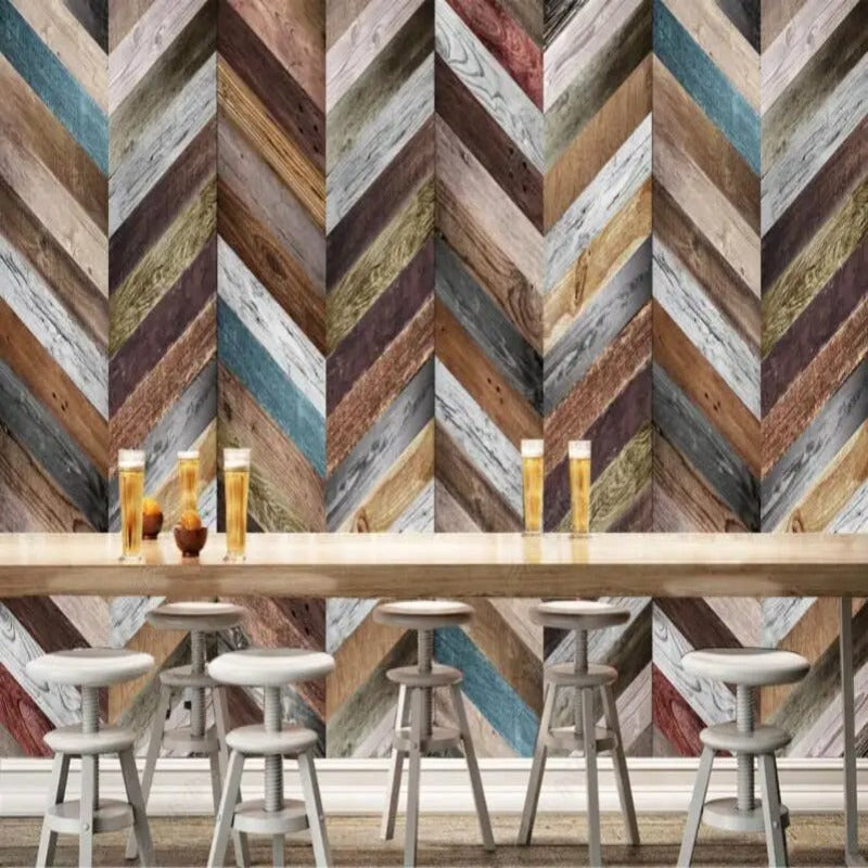 Colorful Wood Stripe 3D Wallpaper SKU# WAL0429