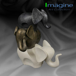 Elephant Trio Stonecast Figurine for Home Decor