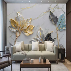 Gold Leaf Art Marble 3D Wallpaper