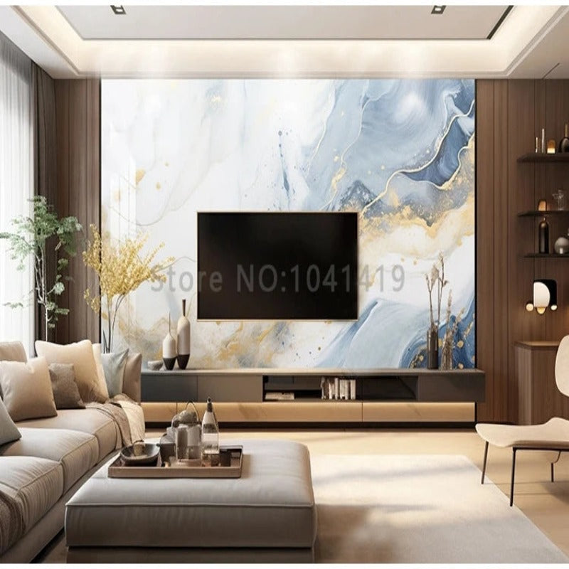 3D Wallpaper Light Blue Marble Art