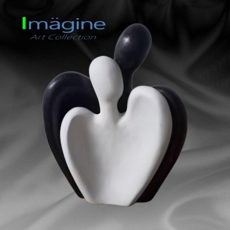Two Tone Heart Couple Stonecast Figurine for Home Décor
