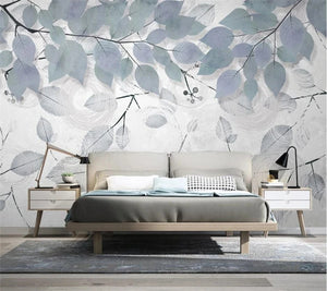 3D Wallpaper Modern & Minimalist Leaves for Bedroom Wallpaper