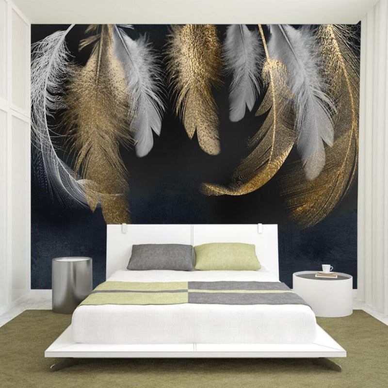 3D Wallpaper Modern Platinum Feather Design for Bedroom Wallpaper Wall Covering