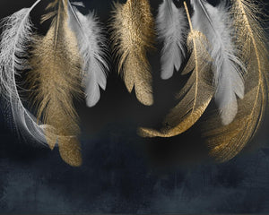 3D Wallpaper Modern Platinum Feather Design for Wall Covering