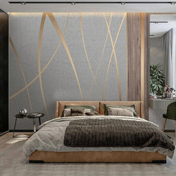 3D Wallpaper Stereo Stripe Gold Lines for Bedroom Wall Covering