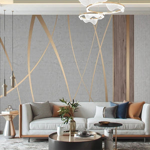 3D Wallpaper Stereo Stripe Gold Lines for Living Room Wallpaper Wall Covering
