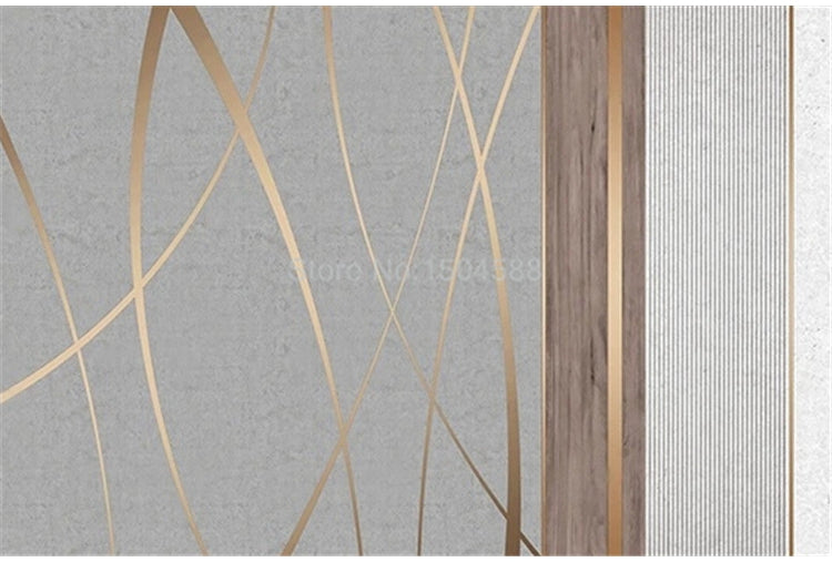 3D Wallpaper Stereo Stripe Gold Lines for Wall Covering