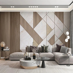 3D Wallpaper Geometric Solid Wood Grille for Living Room Wallpaper Wall Covering