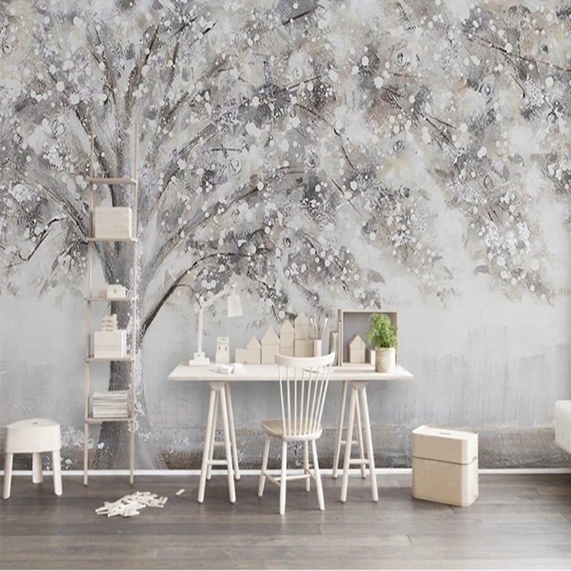 3D Wallpaper Retro Trees Design for Wall Accent