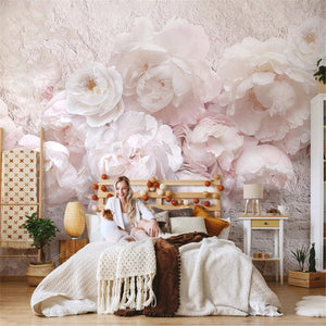 3D Wallpaper Pink Flower Design for Wall Covering