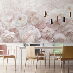 3D Wallpaper Pink Flower Design for Restaurant Wallpaper