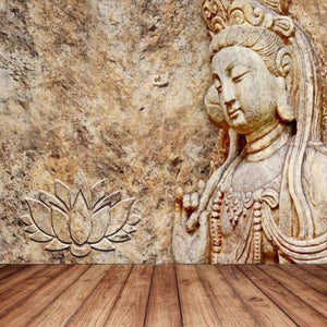 3D Wallpaper Stone Carving Buddha SKU# WAL0419