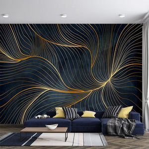 3D Wallpaper Vintage Abstract Gold Lines for Living Room Wallpaper