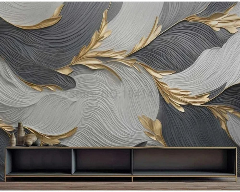 3D Wallpaper Artistic Feather Geometric Pattern