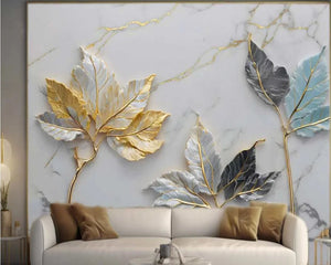 Gold Leaf Art Marble 3D Wallpaper SKU# WAL0424