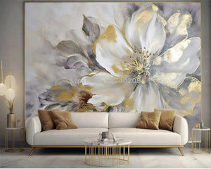 Modern Gold Flower Leaf 3D Wallpaper SKU# WAL0425