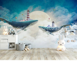 3D Wallpaper Sky Blue Skies with Whale SKU# WAL0417