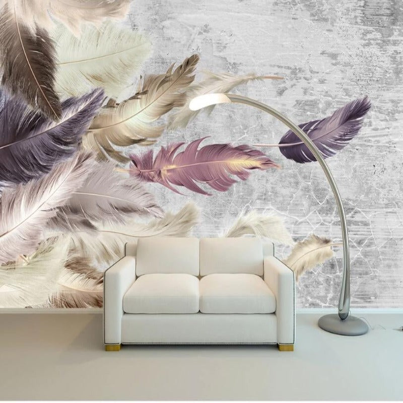 3D Wallpaper Cement Feather Texture for Living Room Wall Covering