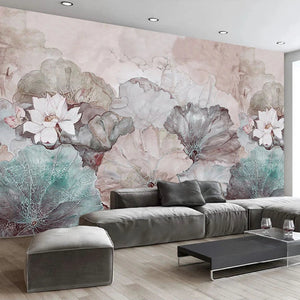 3D Wallpaper Lotus Flower Decoration for Wall Covering
