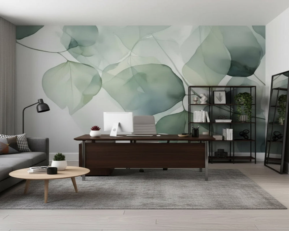 3D Wallpaper Serene Green Leaf