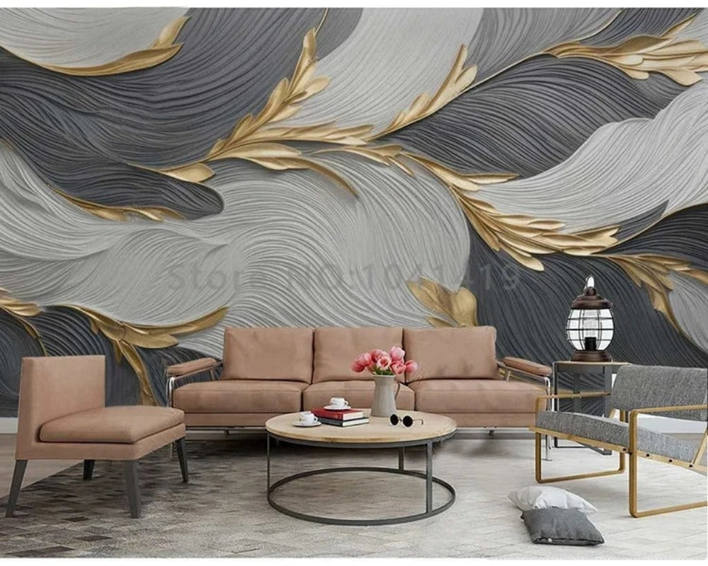 3D Wallpaper Artistic Feather Geometric Pattern