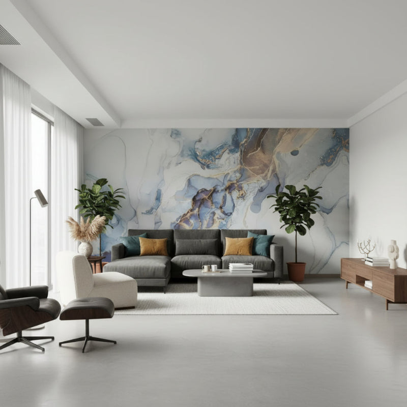 3D Wallpaper Azure Vein Marble