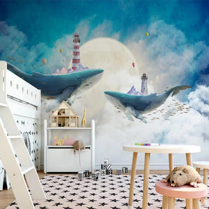 3D Wallpaper Sky Blue Skies with Whale SKU# WAL0417