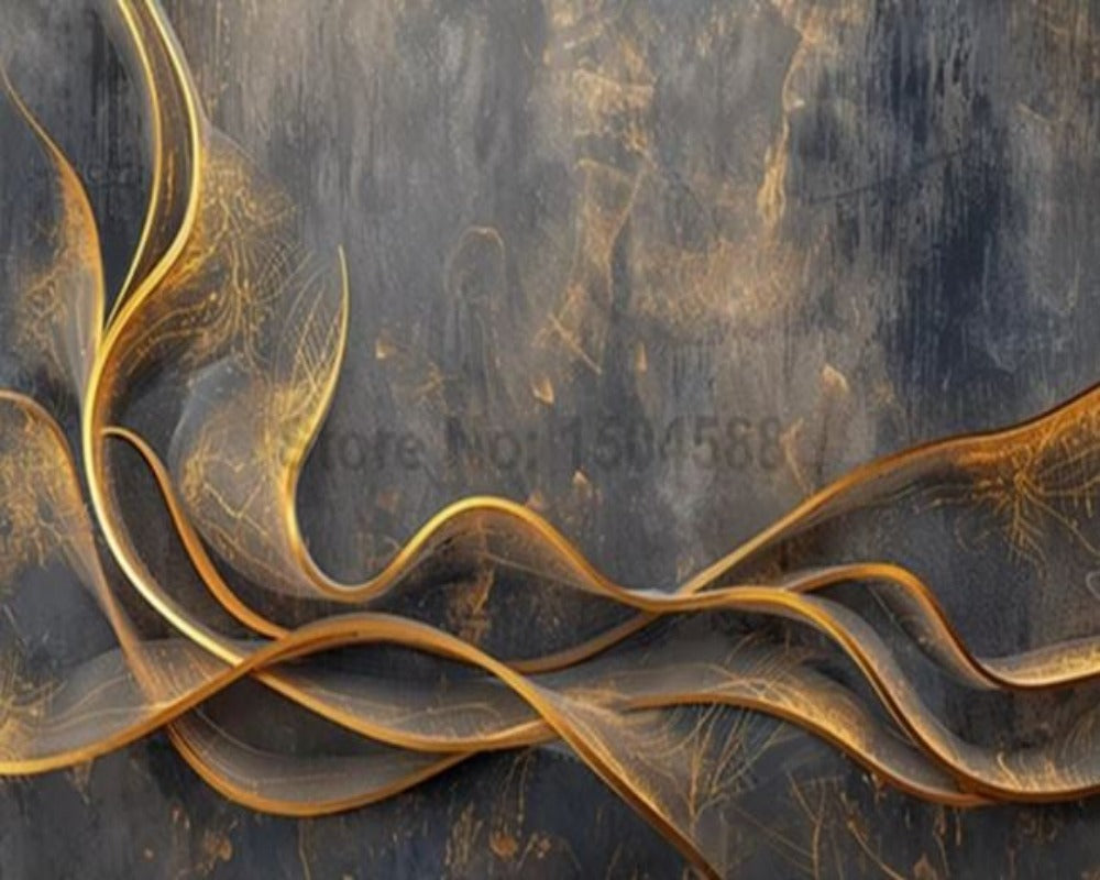 3D Wallpaper Abstract Golden Striped Lines Modern