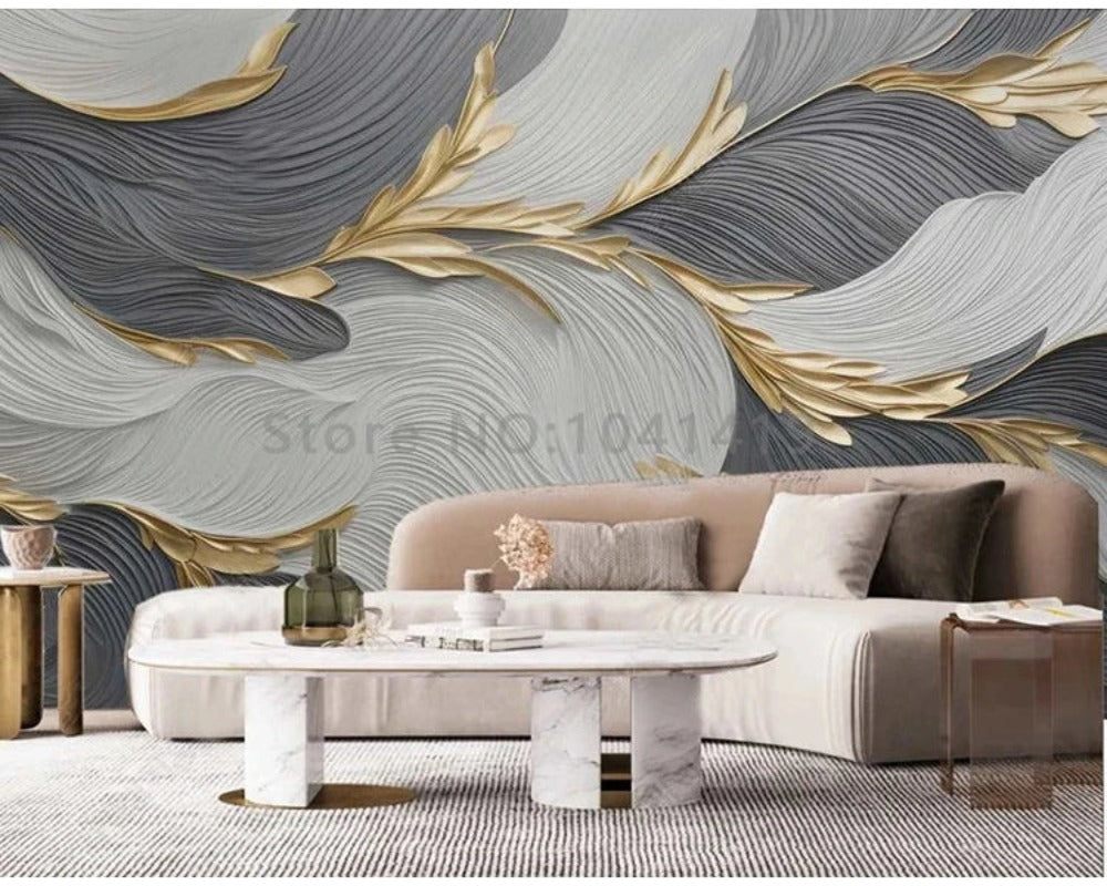 3D Wallpaper Artistic Feather Geometric Pattern