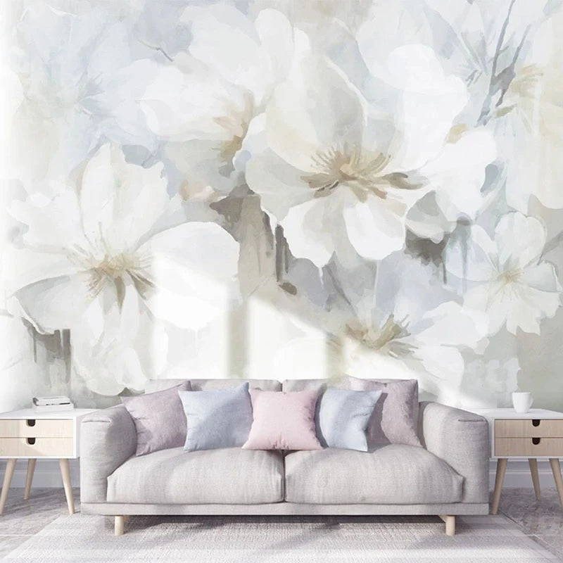 3D Wallpaper White Flower Design for Wall Covering